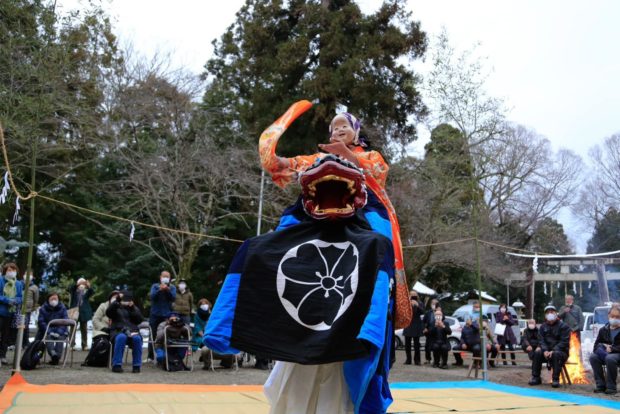 2月1日 東近江市河桁河辺神社での加藤菊太夫社中総舞ご報告 伊勢大神楽 山本勘太夫 獅子舞